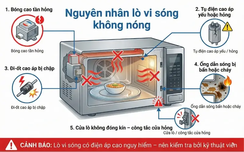 Nguyên nhân lò vi sóng không nóng